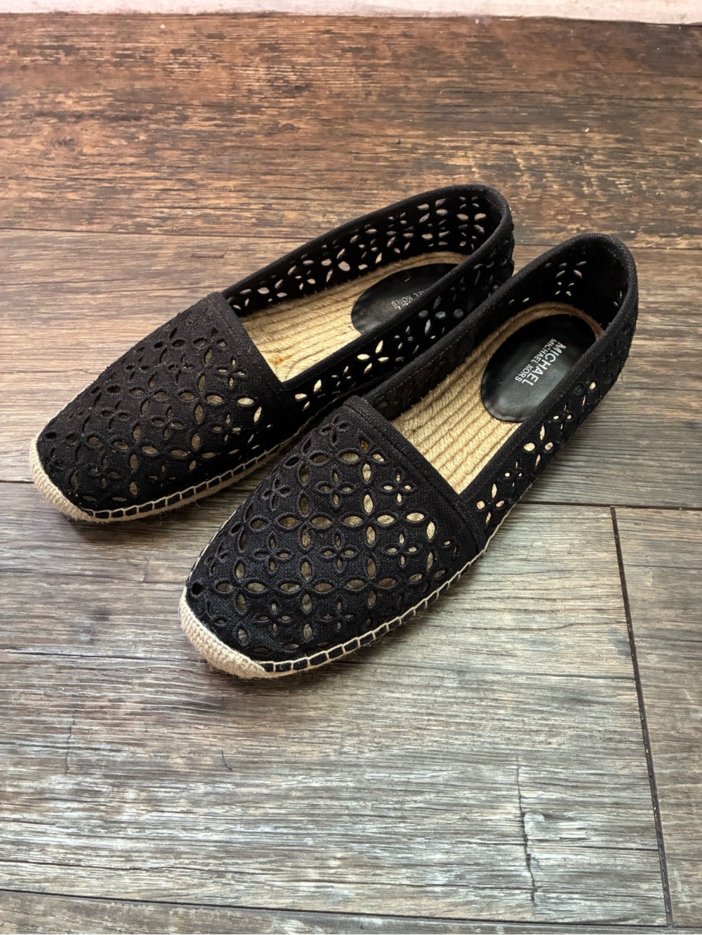 Michael Kors Black Laser-Cut Espadrille Flats